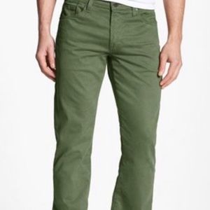 AG The Protégé Straight Leg Sateen Pants. Green